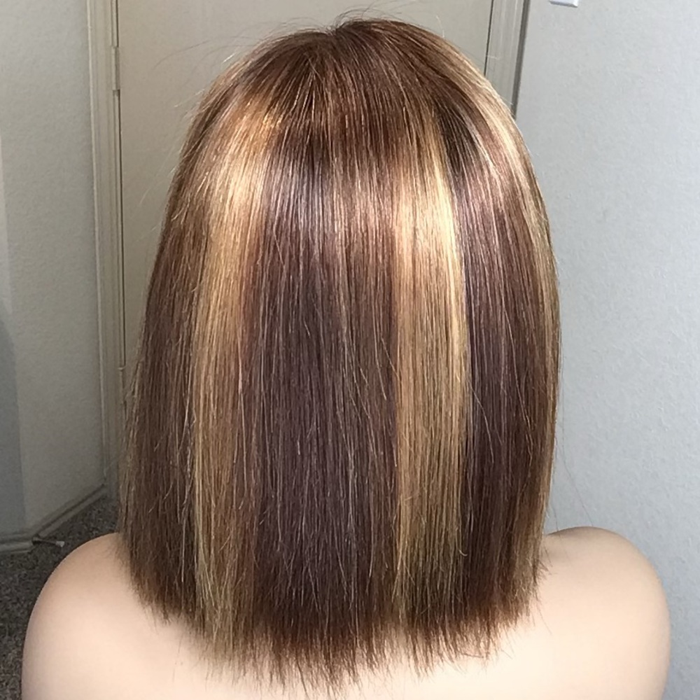 10” Glueless Double Drawn Bone Straight Wig.